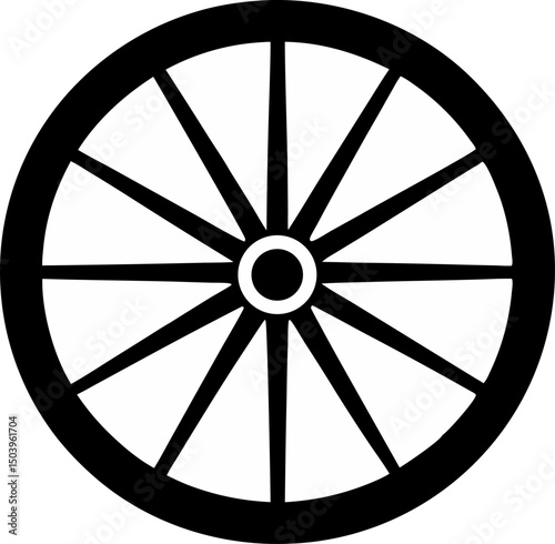 Wheel With Spokes Silhouette Vector Illustration 