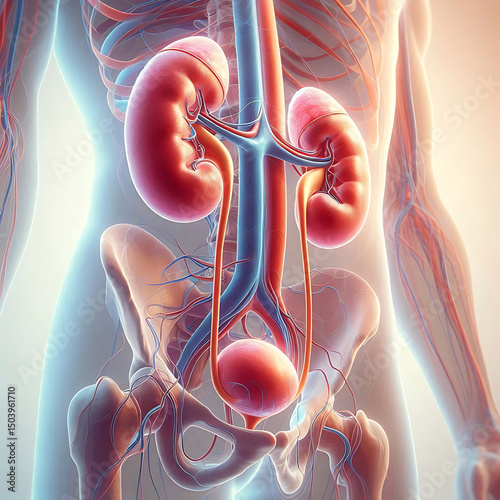 3d rendered medical illustration of inflamed kidneys