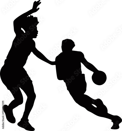 vector silhouettes of basketball player