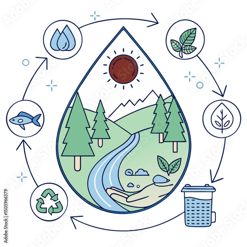 Water line icon set. Rain drops, glass,   purification filter, pure aqua outline vector illustration. Linear pictogram for drink. Editable Stroke