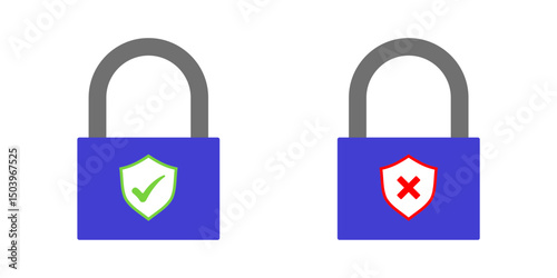 padlock vector icon collection with transparent background, security icon symbol