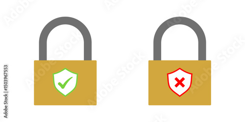 padlock vector icon collection with transparent background, security icon symbol