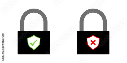padlock vector icon collection with transparent background, security icon symbol