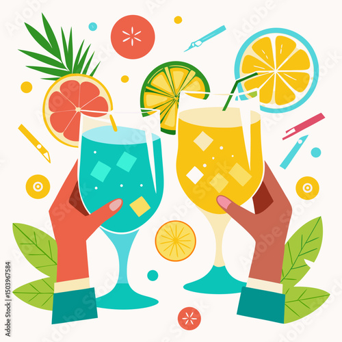 summer drinks vector illustration