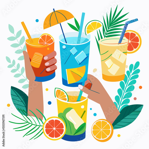 seamless pattern with cocktails