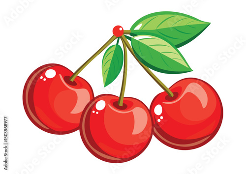 red cherry vector fresh cherry icon illustration.