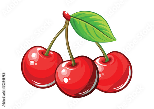 Fresh Red Cherry Vector Icon for Healthy Food Design