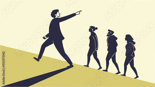 Leading the way business leader guiding team to success visionary direction