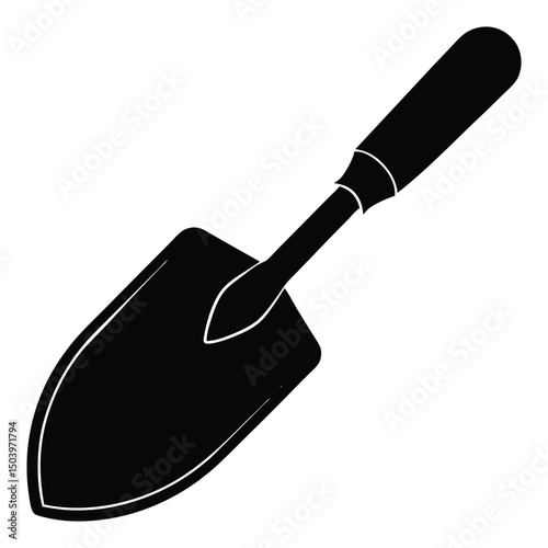 Black Silhouette of a Small Garden Trowel Tool for Planting and Gardening