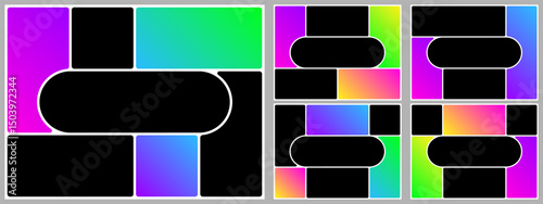 Grid template photo layout design. 4x3 brutalist shape bg, mosaic collage bento box background. Slide montage rectangular mood board. Abstract poster brochure, Square gallery vector, modular album