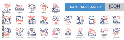 Natural Disaster Line Color Icon Collection