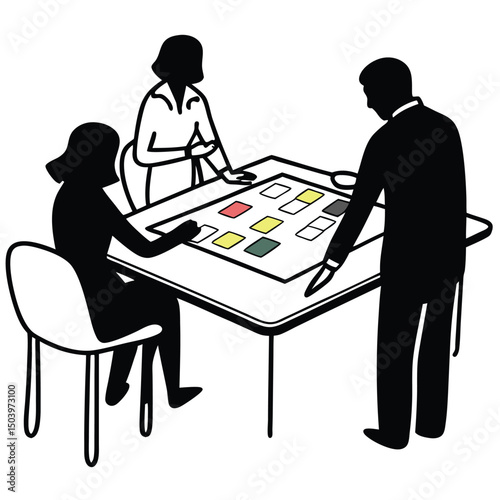 Creative business teamwork idea sharing and project planning session at table