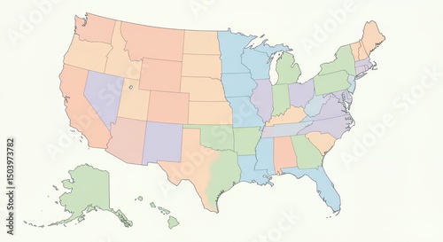 Pastel Map of the United States: A Colorful Geographic Representation photo