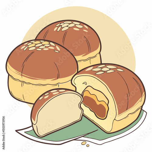Realistic vector illustration of a popular brioche bakery item, perfect for food-themed digital designs and micro stock use.