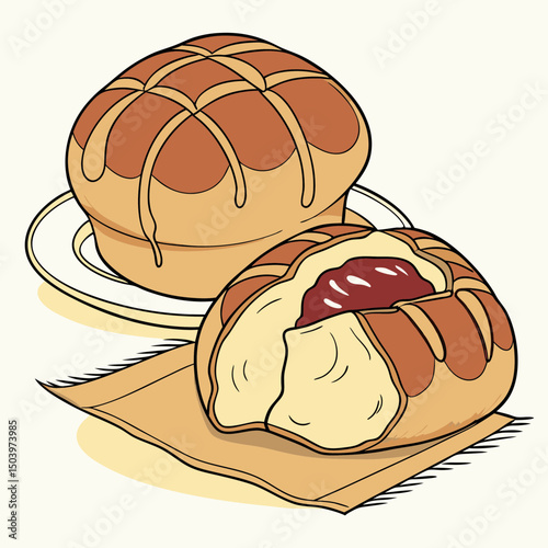 Realistic vector illustration of a popular brioche bakery item, perfect for food-themed digital designs and micro stock use.