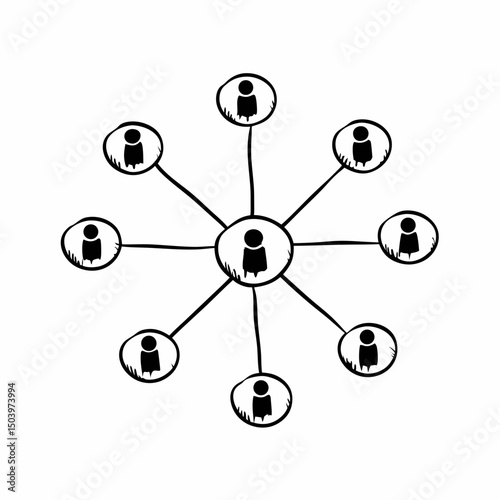 Network connection icon with nodes and linking lines
