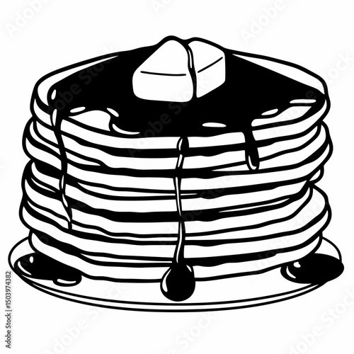 Pancake stack icon with syrup drizzle and butter topping