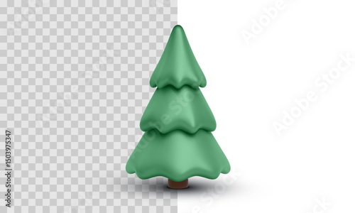 Minimalist cartoon Christmas tree with three layered branches in a soft green color, perfect for festive decorations, apps, and greeting designs. Clean seasonal look. Vector illustration.