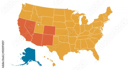 US States Color-Coded Map:  Regional Data Visualization