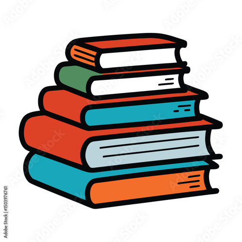 stack of colorful books