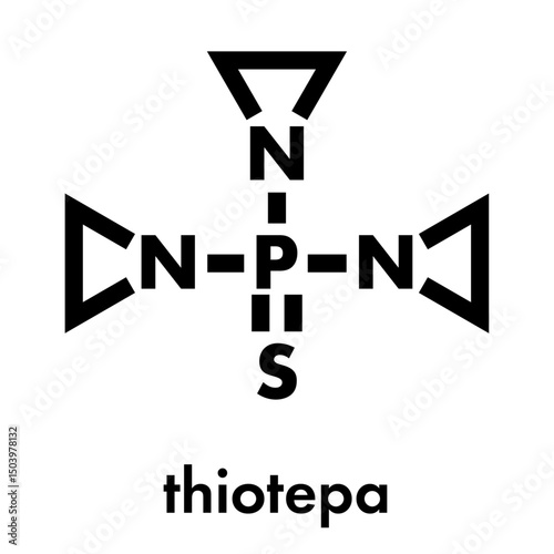 Thiotepa cancer drug molecule. Skeletal formula.