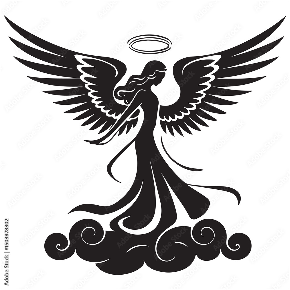 Fototapeta premium guardian angel silhouette vector