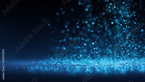 Abstract Blue Sparkle Background Shimmering Lights and Glowing Particles for Design