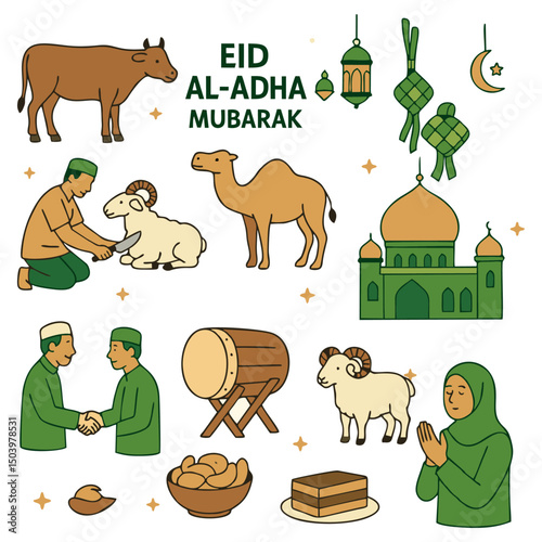 Eid al Adha Vector Elements. Islamic and Traditional Theme