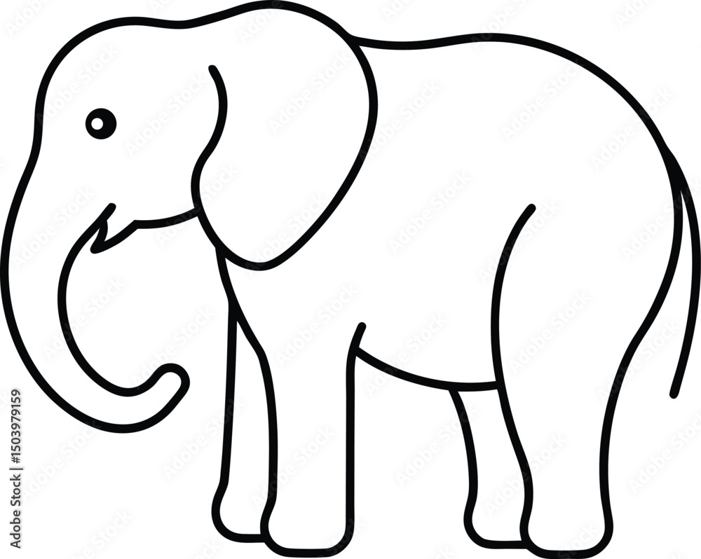 Fototapeta premium line art of a elephant on the white background