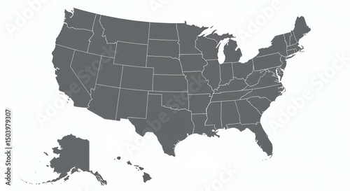 United States Map: A Gray Scale Representation of the 50 States