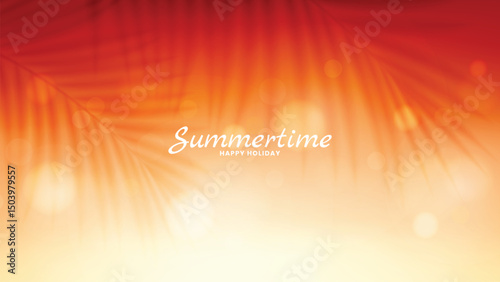 Gradient summer background with palm leaves shadow. Tropical summer concept. Vector illustration