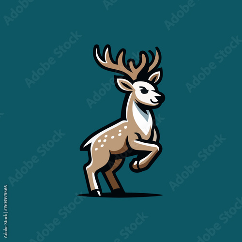 Cartoon Vector Illustration of Deer Mascot Character with Antlers in Cute Style for Logo Design Wildlife Sticker Icon T Shirt Print Digital Artwork and Funny Animal Emblem Collection