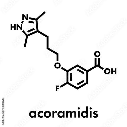 Acoramidis drug molecule. Skeletal formula.