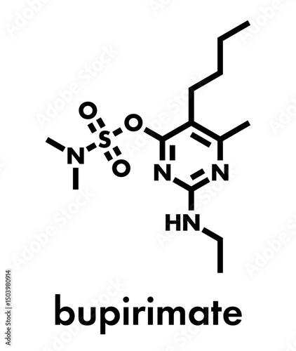 Bupirimate fungicide molecule. Skeletal formula.