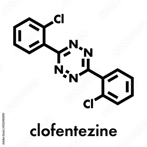 Clofentezine acaricide molecule. Skeletal formula.