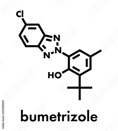 Bumetrizole UV absorber molecule. Skeletal formula.
