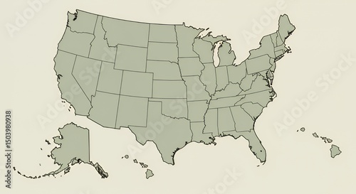 United States Map: A Simple, Detailed Representation of the 50 States