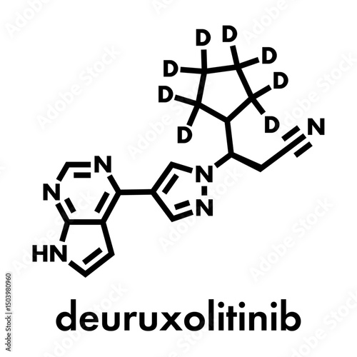 Deuruxolitinib alopecia drug molecule. Skeletal formula.