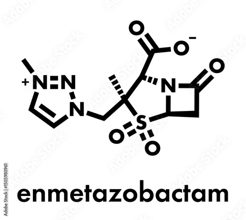 Enmetazobactam antibiotic adjuvant drug molecule. Skeletal formula.