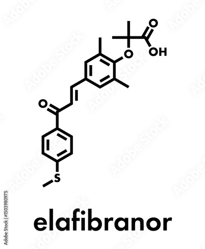 Elafibranor drug molecule. Skeletal formula.