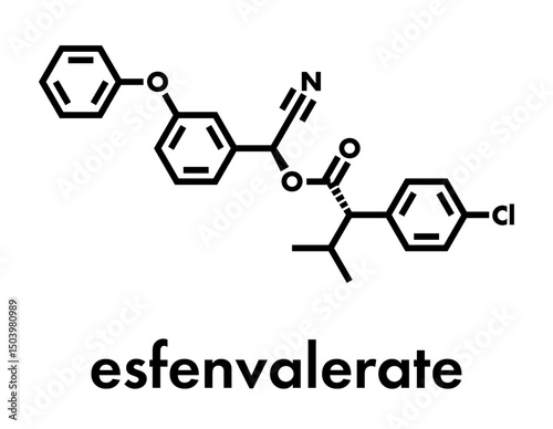 Esfenvalerate insecticide molecule. Skeletal formula.