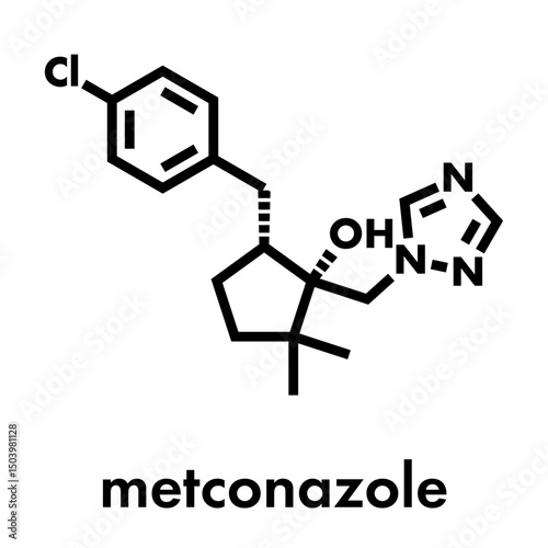 Metconazole triazole fungicide molecule. Skeletal formula.