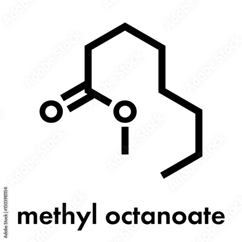 Methyl octanoate insect attractant and pesticide molecule. Skeletal formula.