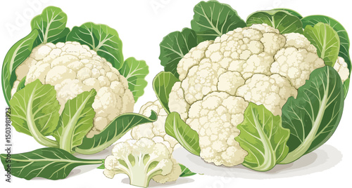Cauliflower in white background illustration vector design, Cauliflower vector design