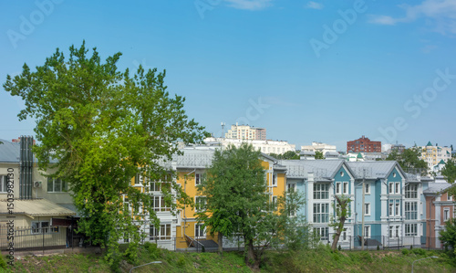 Fototapeta Naklejka Na Ścianę i Meble -  Residential complex, colorful houses in a small town