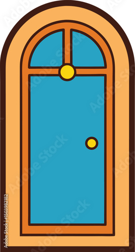 vector illustration of a wooden door