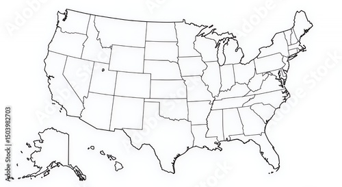 Blank US Map: States Outline
