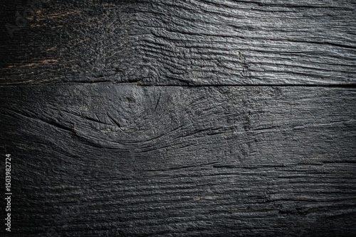 Dark Wood Texture Background Rich Black Wooden Planks with Visible Grain and Texture, Ideal for Design Projects