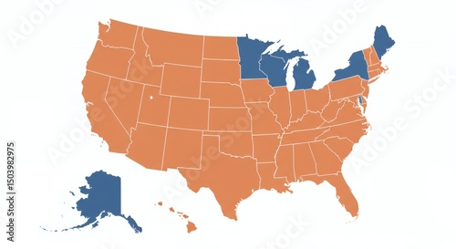 US States Map: A Two-Color Division