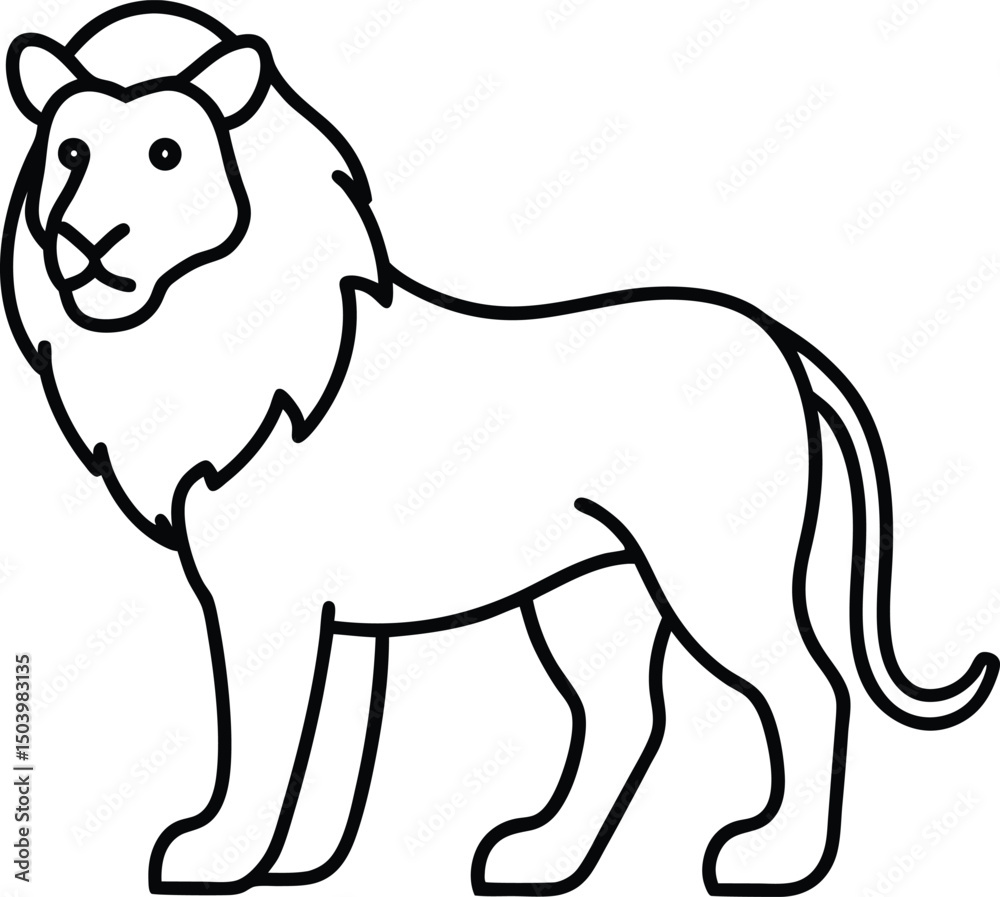 Obraz premium line art of a lion on the white background